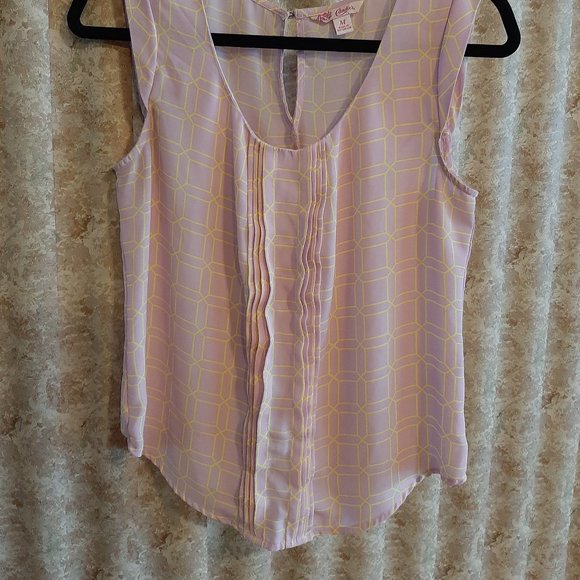 Lt pink/yellow sleeveless top size Medium - Picture 2 of 5